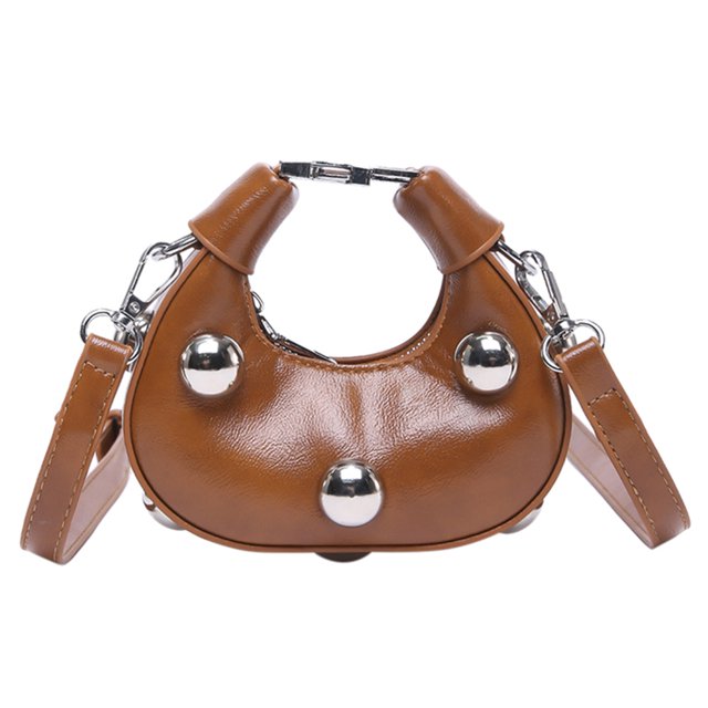Hobo Crossbody Bolse para Mujeres Correa Ajustable Cuero PU Con Tachuelas Bolso Embrague Viajar Por
