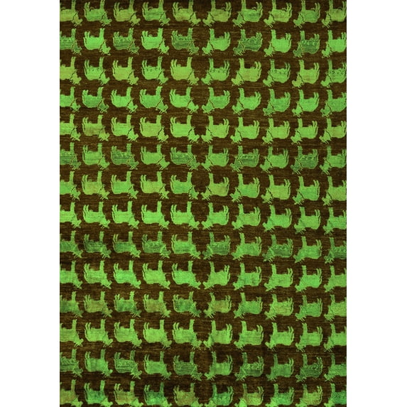 Ahgly Company Indoor Rectangle Abstract Green Modern Area Rugs, 3' x 5'