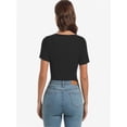 thumbnail image 2 of Womens Summer Short Sleeve T Shirts Knit Slim Fit One Piece Cutout Scoop Neck Going Out Date Night Tops, 2 of 6