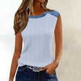 thumbnail image 6 of Sheghy Cotton Tank Top Women 100%Cotton Crew Neck Sleeveless Blouse, Waffle Knit Denim Print Patchwork Tank Light Blue S, 6 of 7