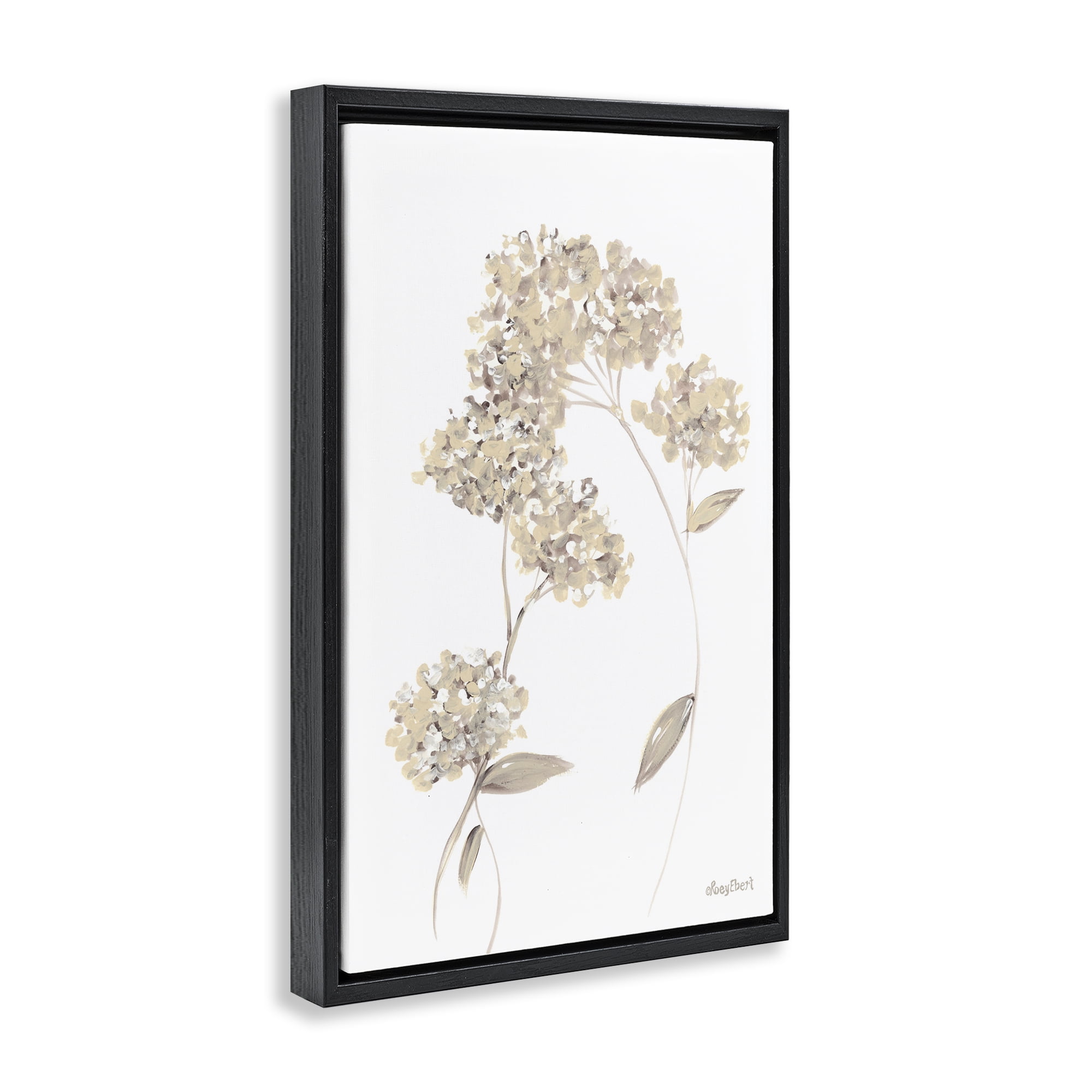 Stupell Industries Neutral Geranium Florets Botanical & Floral Painting Black Floater Framed Art Print Wall Art, 17 x 25