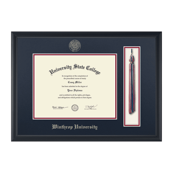 Framerly - Winthrop Tassel Diploma Frame with Navy and Garnet Mat