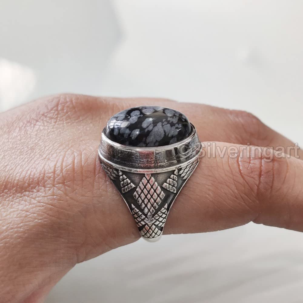 DWS Women Mystical Beauty: Silver Oxidized Black Obsidian Ring, Weight:  3.530, Size: 4-12 at Rs 1189/piece in Jaipur