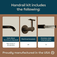 thumbnail image 4 of Industrial Aluminum 1.5 Inch Round Ada Complete Indoor/outdoor Straight Handrail Grab Bar Kit, Returns To Wall, 12 Foot Handrail, Bronze/Black, 4 of 4