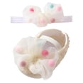 thumbnail image 1 of Ame Fashion Baby Girl Polka Dot Net Yarn Cotton Bowknot Princess Shoes Toddler Soft Sole Walking Shoes Headband Set 0-18 Months, 1 of 8