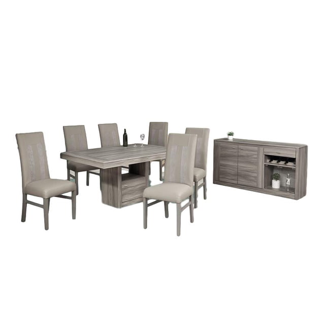 Antecomedor Kessa Muebles Akane 6 Sillas Gris
