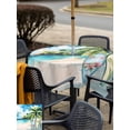 thumbnail image 6 of Square Outdoor Tablecloth with Umbrella Hole Summer Beach Outside Table Cloth Waterproof Patio Table Cover Tropical Coastal Palm Tree Surfboard Zipper Tablecloths for Picnic Party Camping 60x60 Inch, 6 of 8