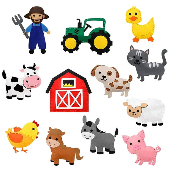 Hvxrjkn 12Pcs Jungle Animals Sewing Kit DIY Animals Crafts Kit Felt Zoo Animal Crafts for Girls and Boys Educational Sewing Set for 3-12 Years Olds Children and Beginners