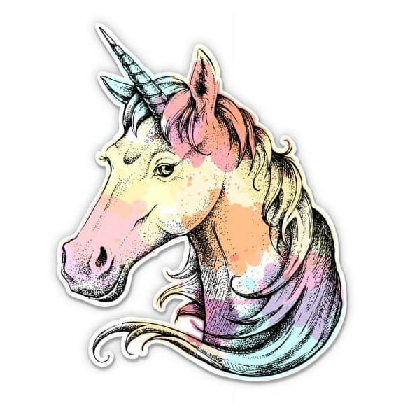 Pretty Unicorn Fantasy Realistic - 3" Vinyl Sticker - For Car Laptop Water Bottle Phone - Waterproof Decal