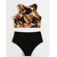 thumbnail image 2 of Gibobby Trajes de Baño para Mujer Estampado de cintura El traje de baño Ropa de playa Traje de baño Push Mujer Bikinis Bikini Hojas Trajes de baño altos (Naranja,M), 2 of 4