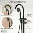 thumbnail image 5 of Boyel Living Freestanding Bathtub Faucet with Hand Held Shower and Double Handle Tub Filler Floor Mount Spray Tub Spout (Matte Black), 5 of 8