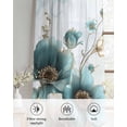 thumbnail image 6 of Teal Tulip Butterfly Sheer Curtains 54 Inch Length 2 Panels Set for Living Room/Bedroom, Beige Turquoise Floral Blue Coastal Kitchen Curtains Grommet Semi-Sheer Curtains Window Treatments 42"x54"x2, 6 of 7