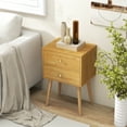 thumbnail image 3 of Giantex Nightstand W/2 Drawers, End Side Table w/Natural Legs for Small Spaces(2, Natural), 3 of 8