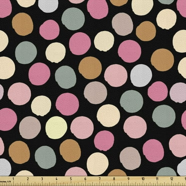 Pastel Fabric by the Yard, Hand-Painted Big Spots and Circles in Different Soft Colors on a Dark Background, Decorative Upholstery Fabric for Chairs & Home Accents, 1 Yard, Multicolor by Ambesonne