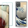 thumbnail image 1 of Shockproof Bumper Phone Case for Samsung Galaxy A12, with Tempered Glass Screen Protector, by OneToughShield ® - Great Wave, 1 of 3