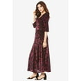 thumbnail image 3 of Roaman's Women's Plus Size Plus-Size Velvet 3/4 Sleeve Burnout Overlay Dress With Sheer Sleeves, 3 of 4