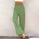 thumbnail image 2 of Pantalones palazzo de lino de cintura alta y pierna ancha para mujer, con cordón y bolsillos, 2 of 6