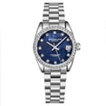 thumbnail image 1 of Reloj de mujer de cuarzo de 31 mm con cristales Stuhrling Original Caja plateada esfera azul MOP, 1 of 3