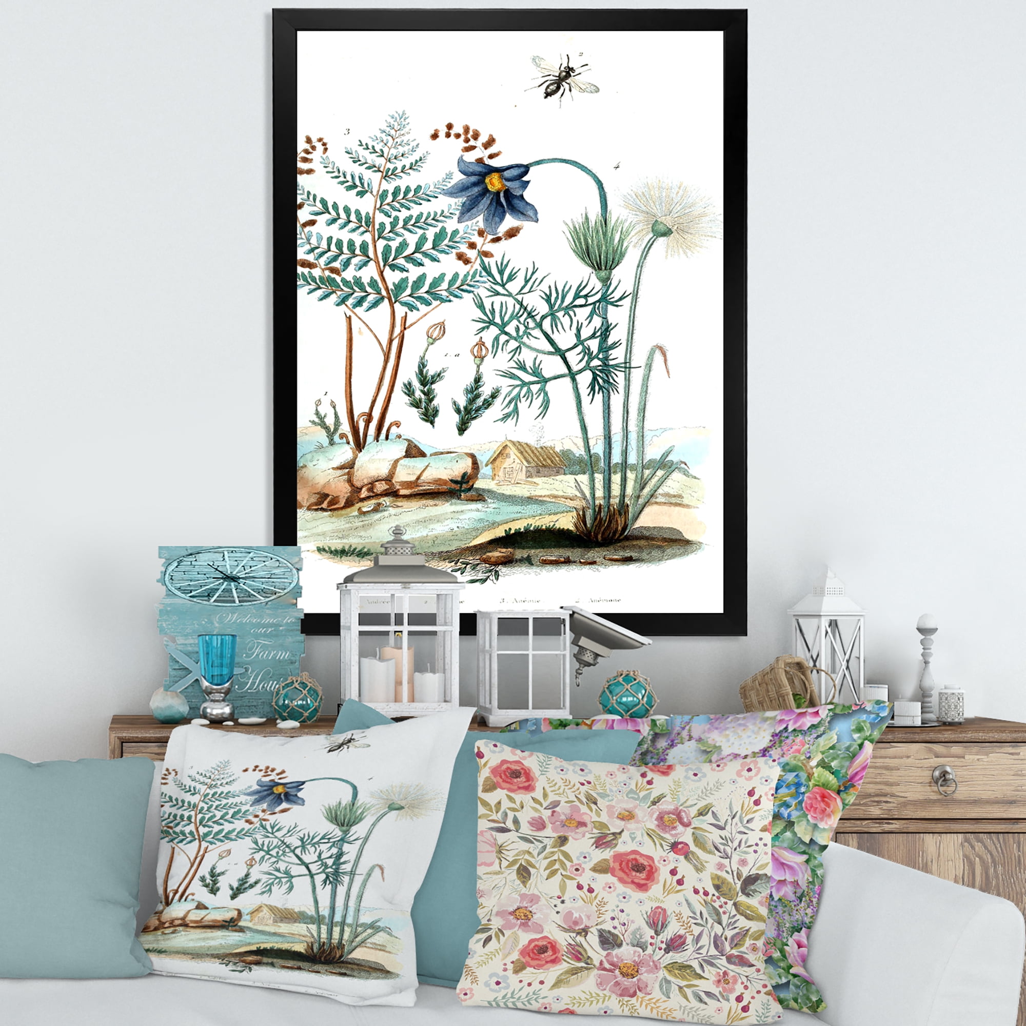 Designart 'Ancient Ancient Countryside Animals' Farmhouse Framed Art Print