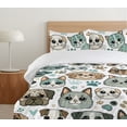 thumbnail image 4 of Ambesonne Cats and Dogs Duvet Cover Set, Kittens Pugs Bulldogs, Twin, Teal Cadet Blue Off White, 4 of 4