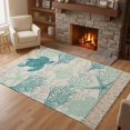 thumbnail image 3 of Turquoise Coastal Washable Area Rug 3'x5',Sea Turtle Nautical Coral Summer Beach Woven Cotton Tassels Kitchen Rugs,Non Slip Indoor Door Mat Throw Carpet for Entryway Living Room Nursery Laundry Room, 3 of 9