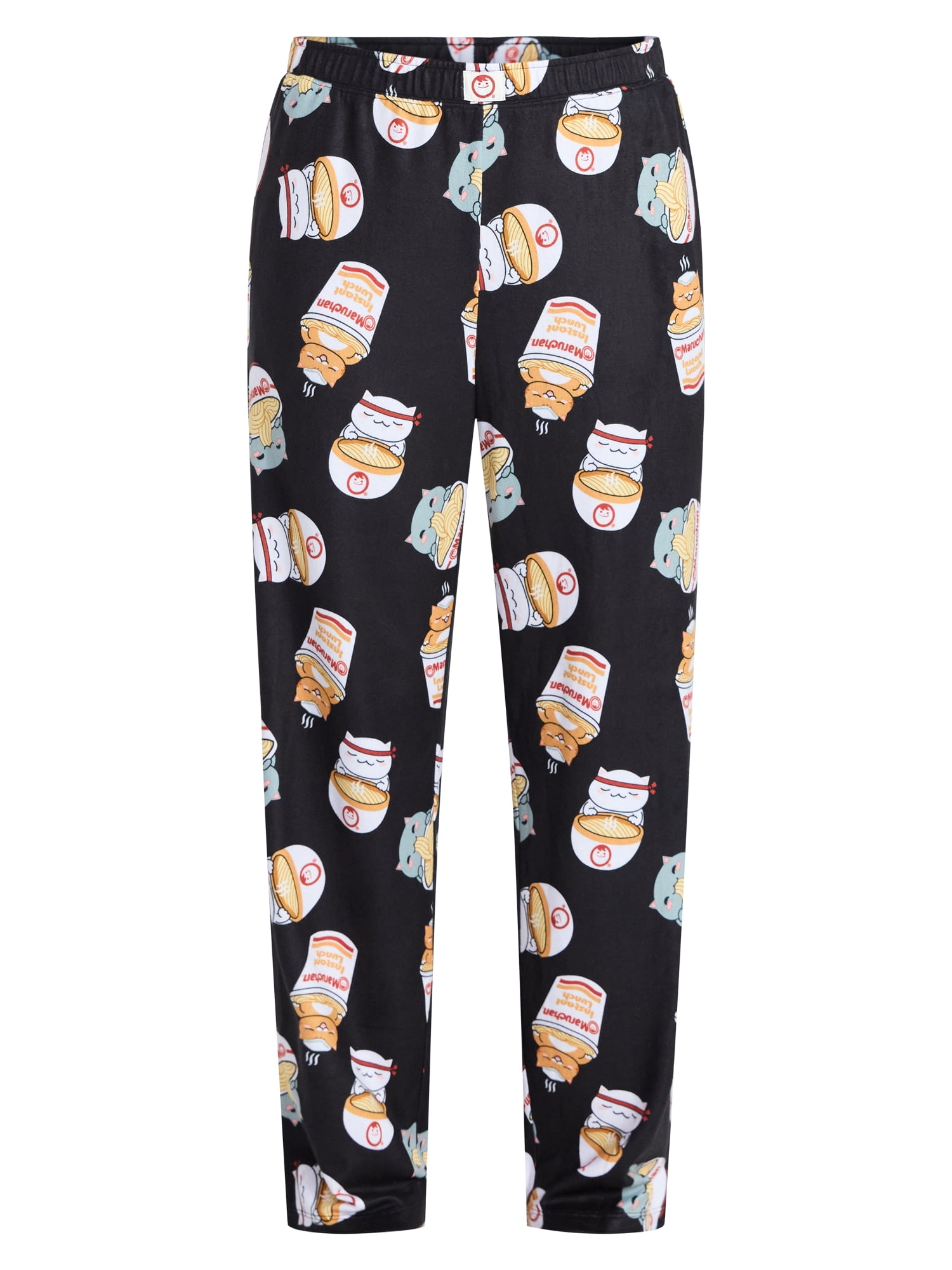 Maruchan Women's and Women's Plus Ramen Cats Sleep Pants with Pockets, 32" Inseam, Sizes XS-3X