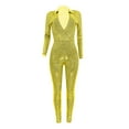 thumbnail image 4 of Aayomet Women'S Jumpsuits Women Deep V Neck Jumpsuit Printed Long Sleeve Package Hips Bodysuit Casual Long Sleeve Jumpsuit,Yellow S, 4 of 4