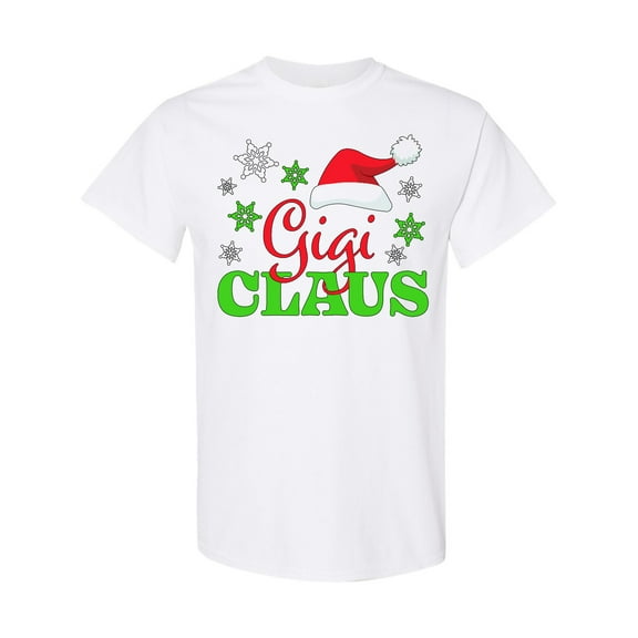 Inktastic Gigi Claus with Christmas Santa Hat and Snowflakes T-Shirt