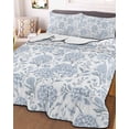 thumbnail image 3 of Quilts Twin XL Size, Blue Flower Soft Comforter Bedding Set for Bed, Botanical Floral Vintage Wildflower Leaf Lightweight Quilted Bedspread with Pillow Cover(2 Pieces) for All Season, 68x98 Inch, 3 of 6