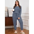 thumbnail image 2 of SHOWMALL Women's Plus Size 2 Piece Lounge Set Long Sleeve Top and Drawstring Jogger Pants Sweatsuit with Pockets, 2 of 8