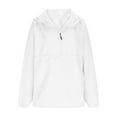 thumbnail image 6 of APEXFWDT Women’s Half-Zip Hooded Pullover with Kangaroo Pocket Lightweight Outdoor Windbreaker Sportswear for Running & Daily Wear,XL,White, 6 of 7