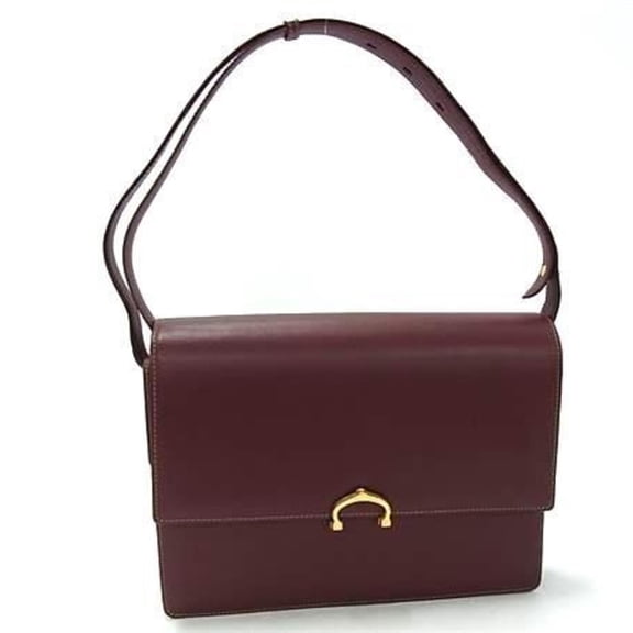 Pre-Owned Cartier Must Line Shoulder Bag in Bordeaux Leather for Women (Good)
