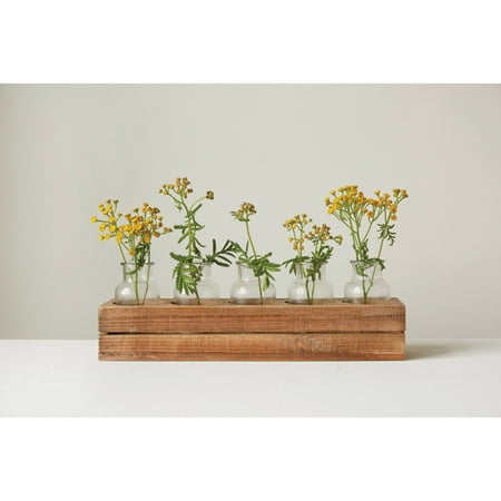 Art Deco Bottle - 3R Studios Decorative Wood Crate With 5 Glass Bottles