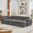thumbnail image 5 of Modern Grey Fabric Sectional Sofa with Storage Ottoman (220×80×75cm), 5 of 12
