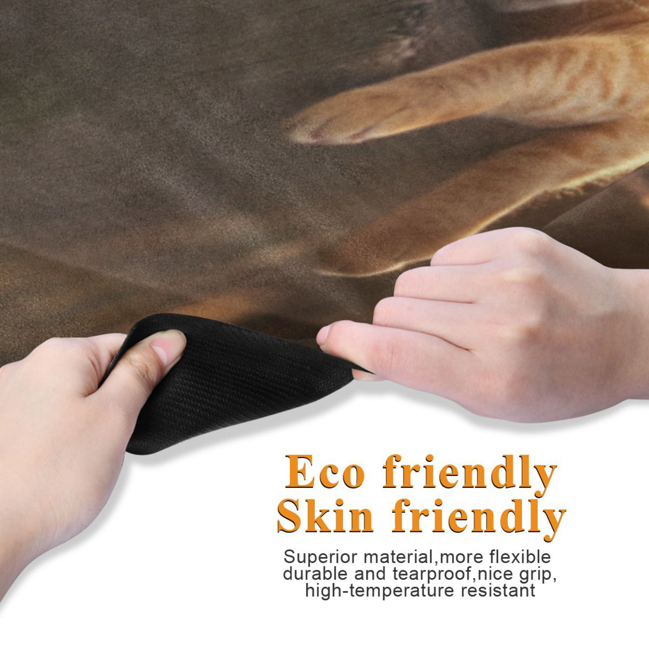 BZSMCE Yoga Mat Women Fitness Mat Peaceful Cat in Golden Light Pattern