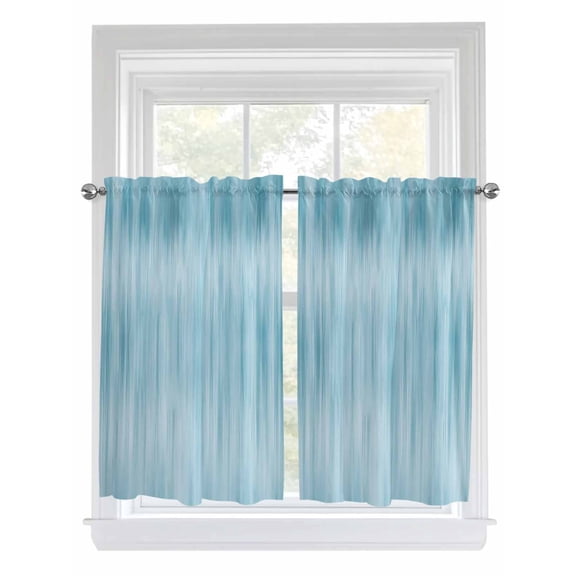 Teal Blue 2 Panel Kitchen Curtains for Windows, Modern Abstract Art Ombre Striped Bathroom Privacy Curtain, Home Décor Window Treatment for Bedroom/Living Room 55"x45"