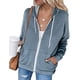 thumbnail image 1 of Sudadera casual de manga larga con cremallera y capucha para mujer, chaqueta con capucha de color sólido con bolsillos, 1 of 6