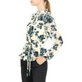 thumbnail image 5 of Allegra K Women's Work Shirt Keyhole Collar Long Sleeve Chiffon Floral Blouse, 5 of 7