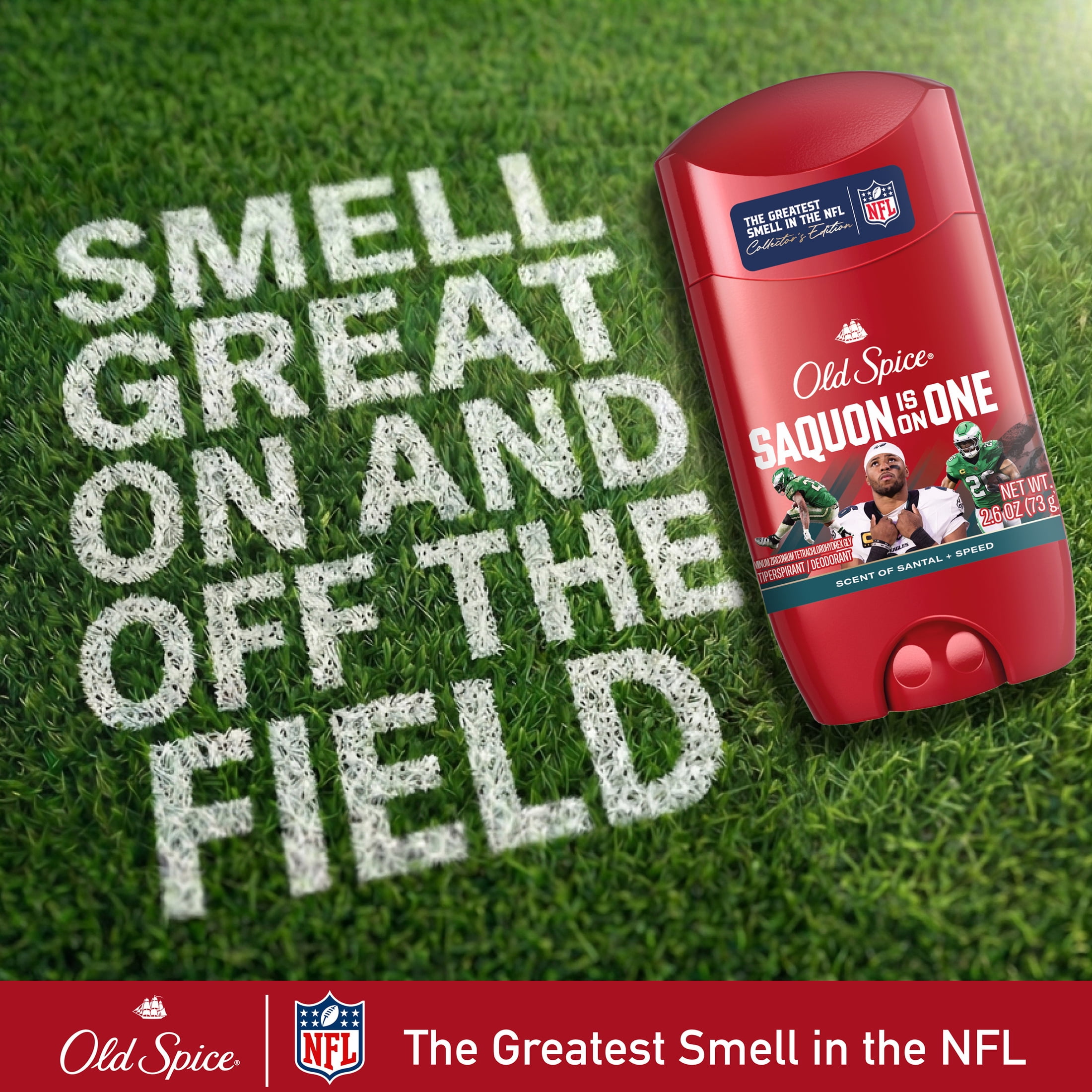 Old Spice Deodorant for Men, Antiperspirant, NFL Collection, Saquon Barkley, Scent of Santal + Speed, 2.6 oz
