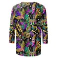 thumbnail image 5 of Jsaierl 2025 Shirt 3/4 Sleeve Mardi Gras Womens Fancy Blouse Carnival T-shirts Mask Print Tunic Theme Party Round Collar Tee, 5 of 5