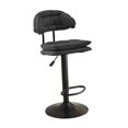 thumbnail image 3 of Taburete de bar, taburete alto, altura ajustable con respaldo, taburete de mostrador moderno de cuero PU, silla alta para isla de cocina del hogar Pedal de pierna negra, 3 of 8