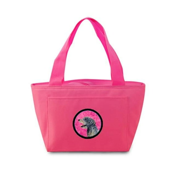 Pink Irish Wolfhound Zippered Insulated School Washable And Stylish Lunch Bag Cooler