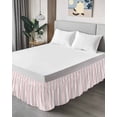 thumbnail image 4 of Pink Striped Bed Skirt Cal King Size, Modern Farmhouse Pink White Stripes Wrap Around Bed Skirting with Adjustable Elastic Strap, Dust Ruffled Pleated Bedskirts 16 Inch Drop for Bedroom Cal King Beds, 4 of 9