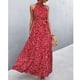thumbnail image 2 of Vestido largo con cuello halter, sin mangas, estampado transpirable, vestido largo de verano para mujer, rojo, XL, 2 of 6