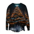 thumbnail image 6 of Feancey Womens Christmas Tree Print Sweatshirt Glitter Graphic Long Sleeve Tunic Loose Fit Casual Crewneck Tops Fall Winter Fashion Xmas Pullover Gold L, 6 of 7