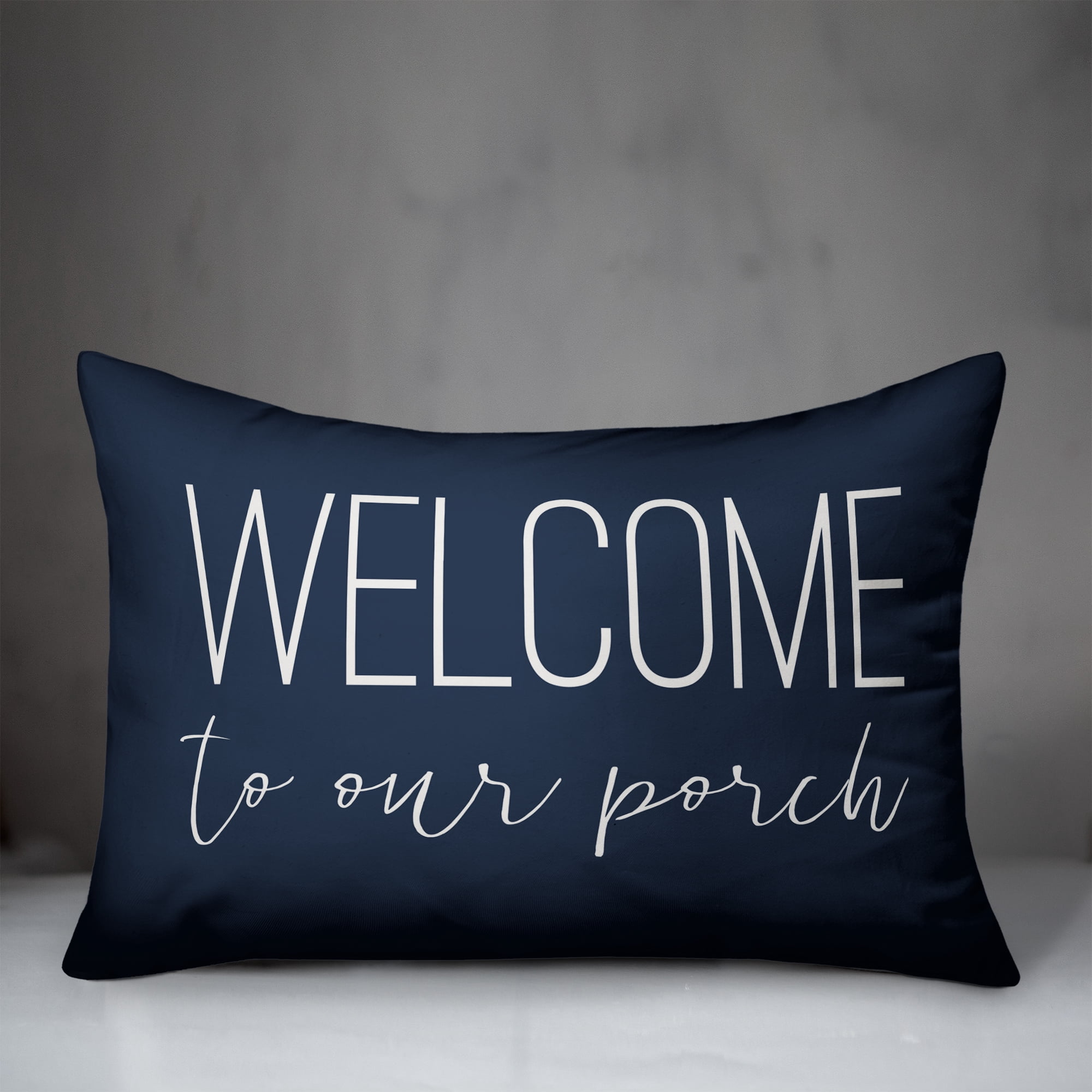 Creative Products Welcome to Our Porch Navy 14x20 Indoor / Outdoor Pillow