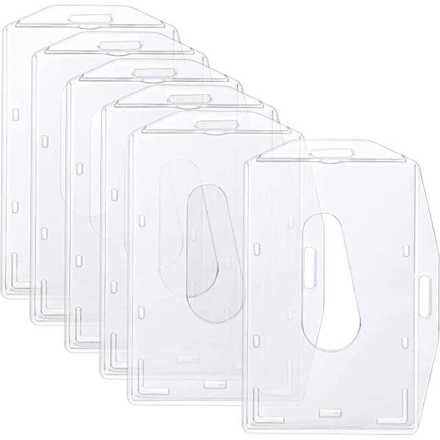 Porta credencial transparente 6 tarjetas plástico duro 2 tarjetas verticales horizontales