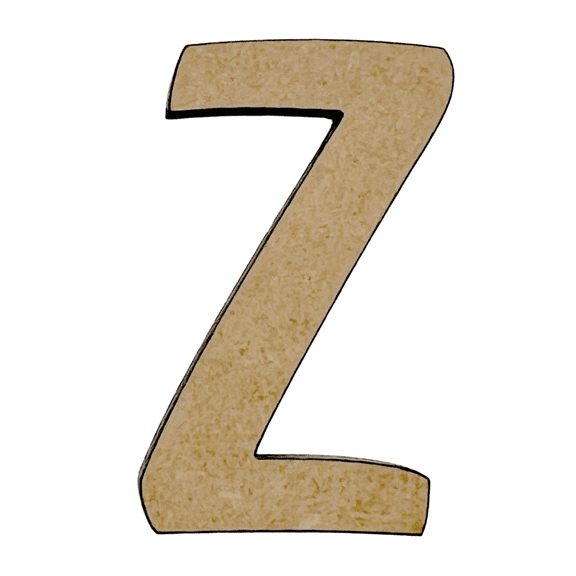 22" Tall MDF Wood Letter Z | 1/4" Thick | Wood Craft Letter | American Font