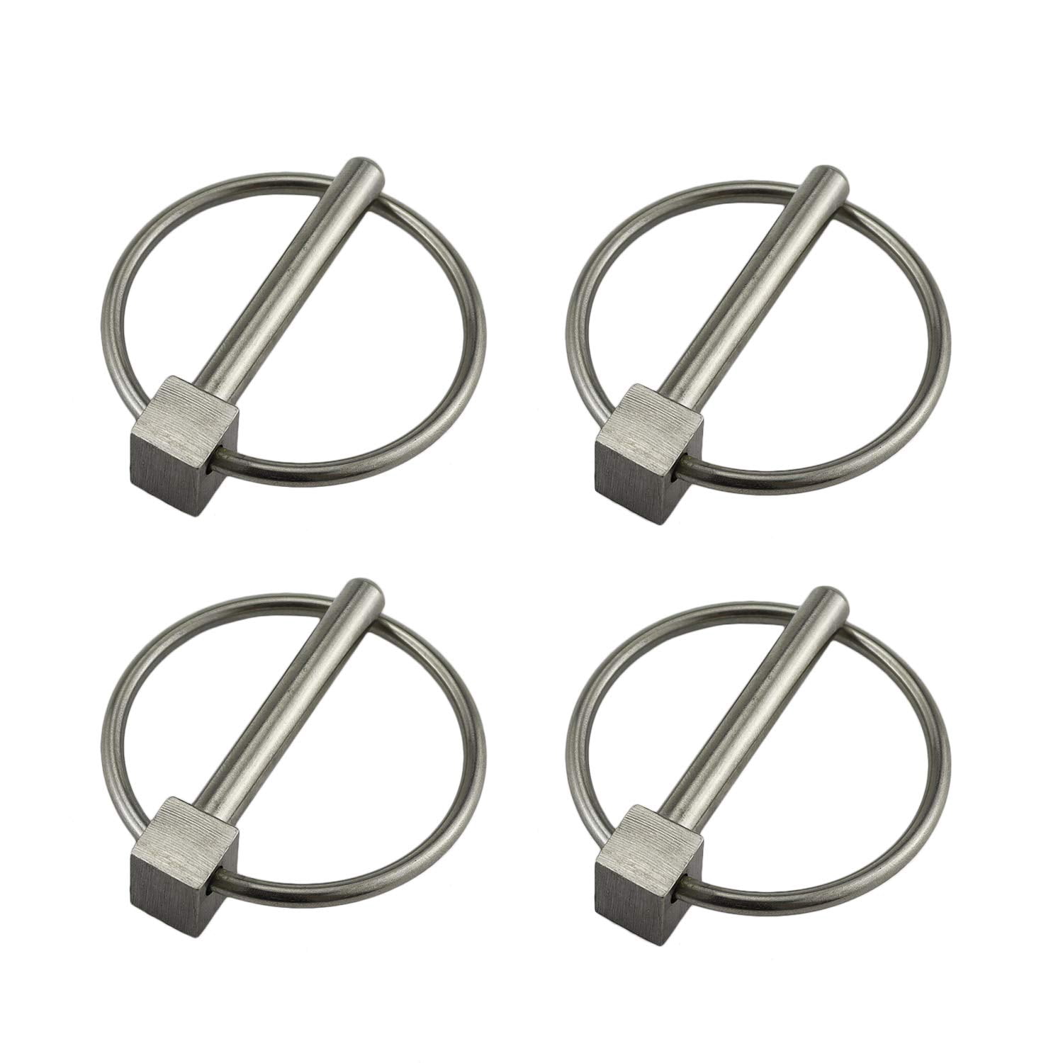 ABCISI Stainless Steel 316 Linch pins, Linch Pin Dia 6.1mm(1/4In) x L 43.5mm(1-2/3in) with Ring 6 Pack, Accessories for kayak, canoe, boat, dinghy trolley trailer