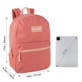 thumbnail image 3 of Classic Solid Color 17 Inch Backpack with Front Zipper Accessory Pocket, Dual Zipper Closure & Padded Shoulder Straps for Work, Office, Gym, Sports, Travel, Commute & Recreation in Coral, 3 of 7